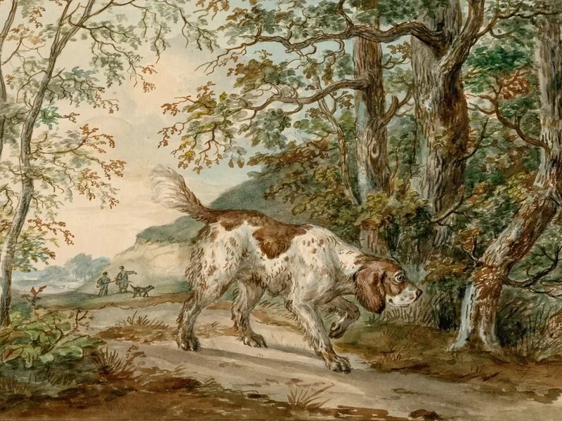1770-Jan Dasveldt - Paesaggio con cane da caccia